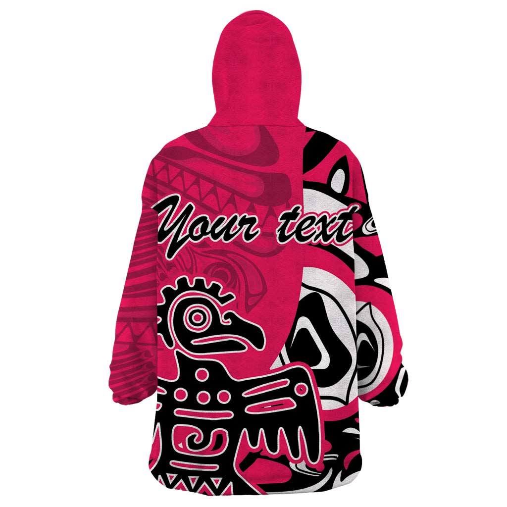 Personalized Canada Haida Eagle Wearable Blanket Hoodie Pink Style - Wonder Print Shop