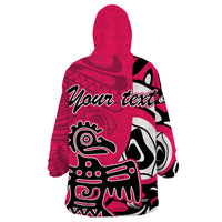 Personalized Canada Haida Eagle Wearable Blanket Hoodie Pink Style - Wonder Print Shop