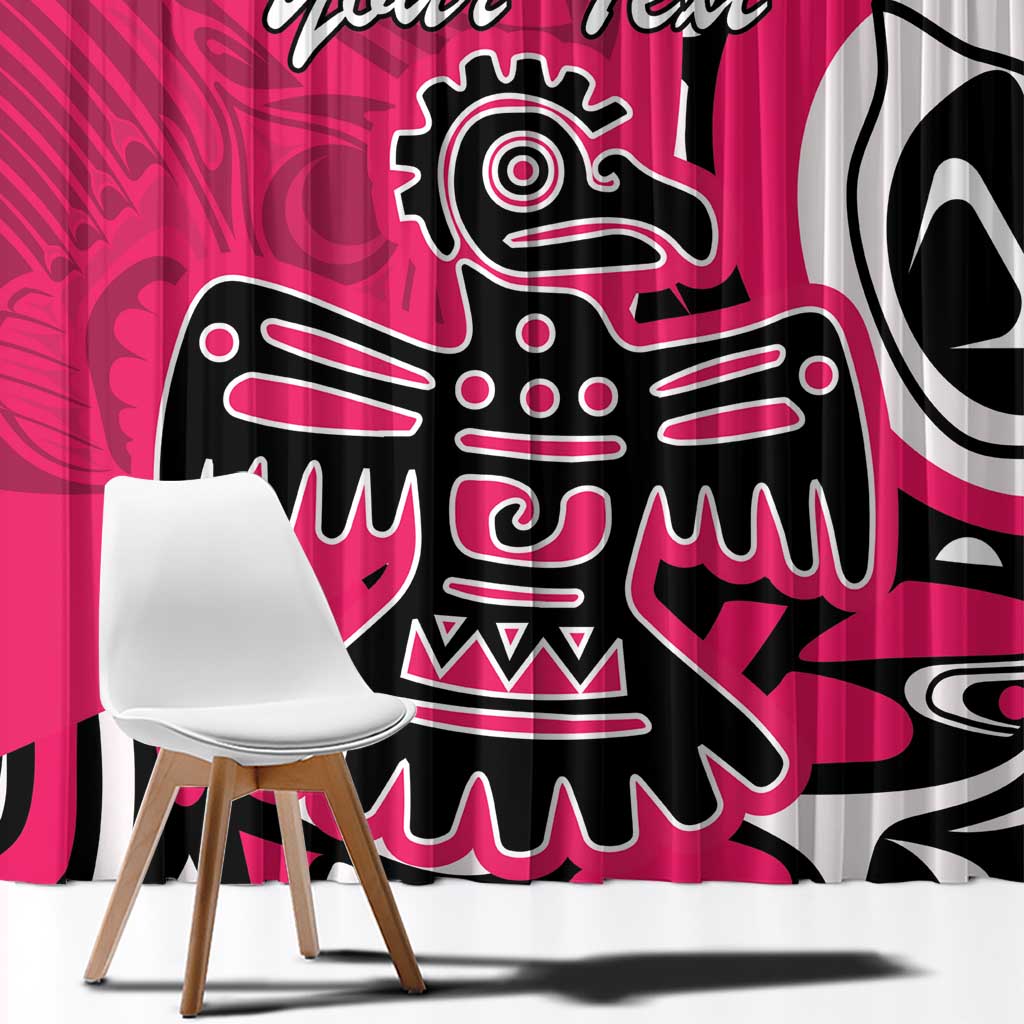 Personalized Canada Haida Eagle Window Curtain Pink Style - Wonder Print Shop