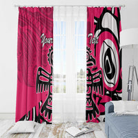 Personalized Canada Haida Eagle Window Curtain Pink Style - Wonder Print Shop