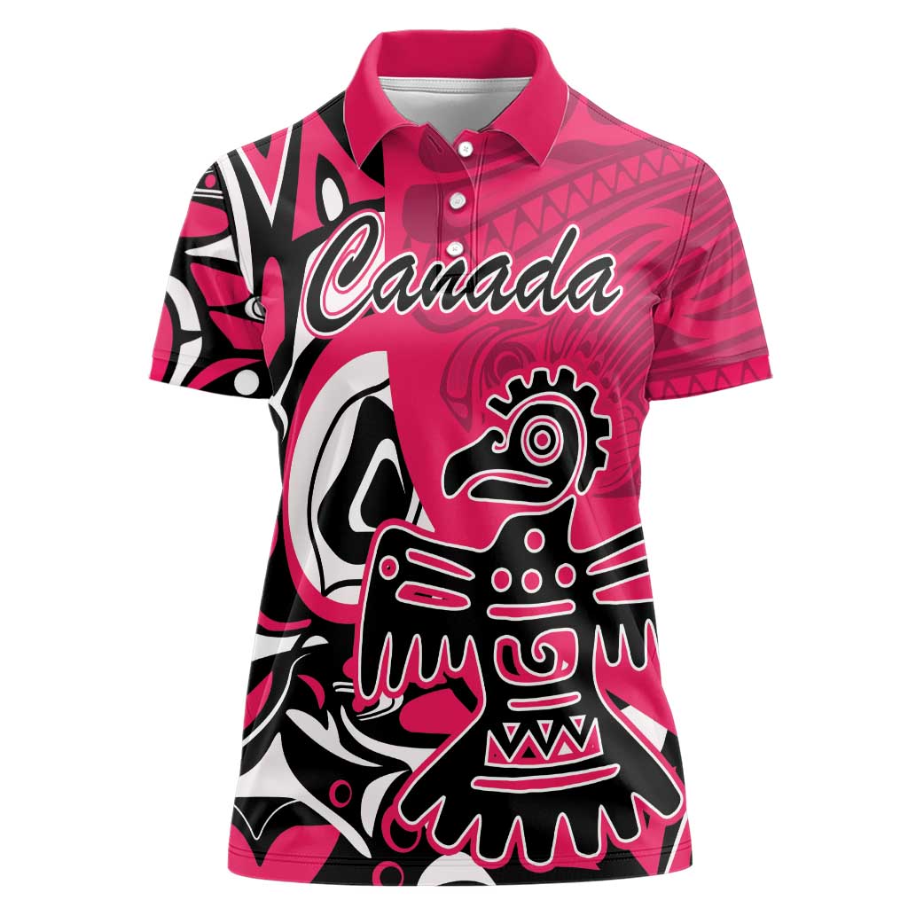 Personalized Canada Haida Eagle Women Polo Shirt Pink Style - Wonder Print Shop