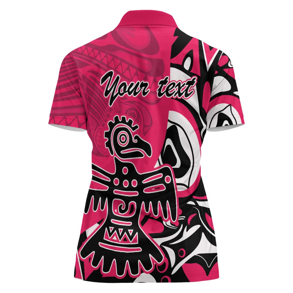 Personalized Canada Haida Eagle Women Polo Shirt Pink Style - Wonder Print Shop