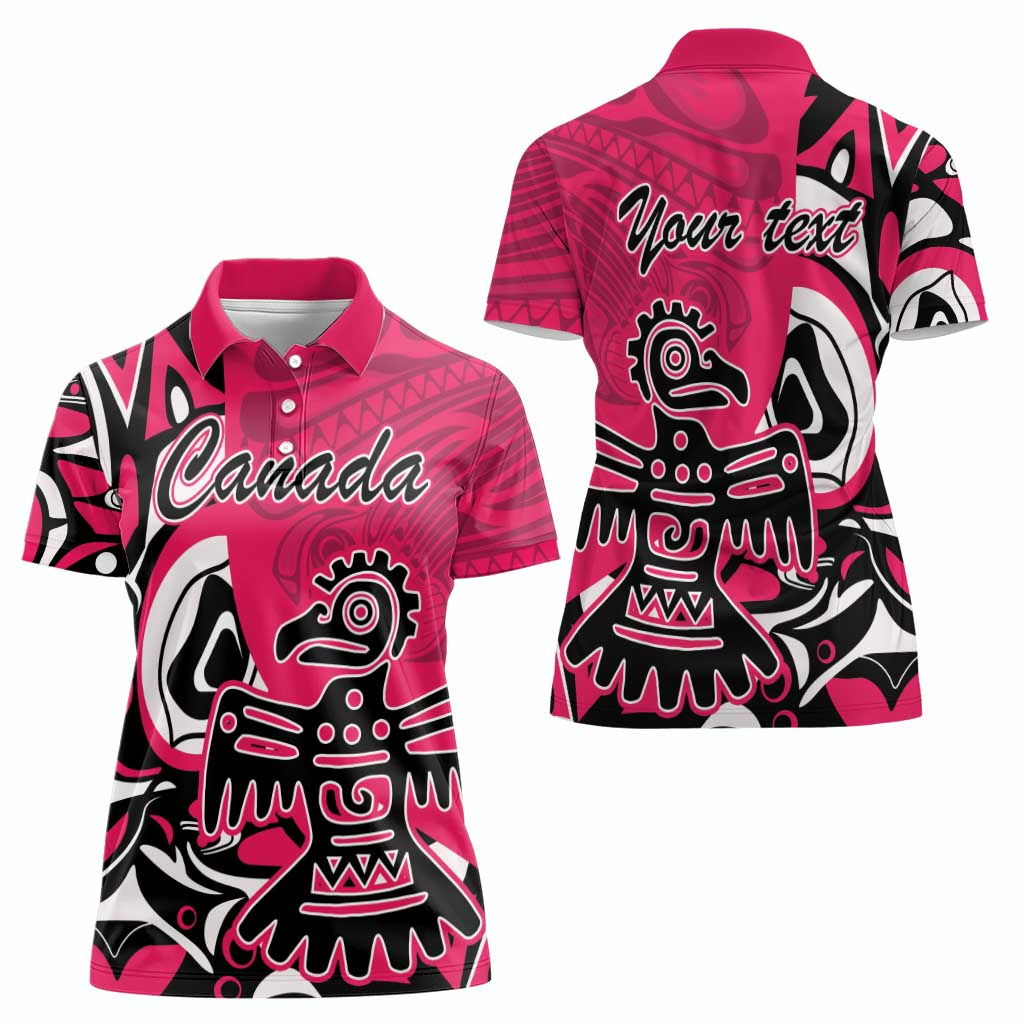Personalized Canada Haida Eagle Women Polo Shirt Pink Style - Wonder Print Shop