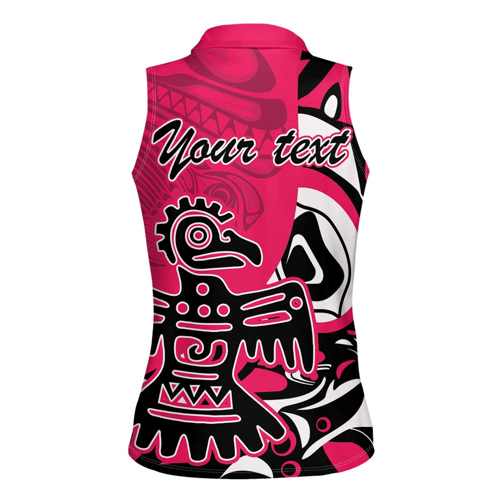 Personalized Canada Haida Eagle Women Sleeveless Polo Shirt Pink Style - Wonder Print Shop