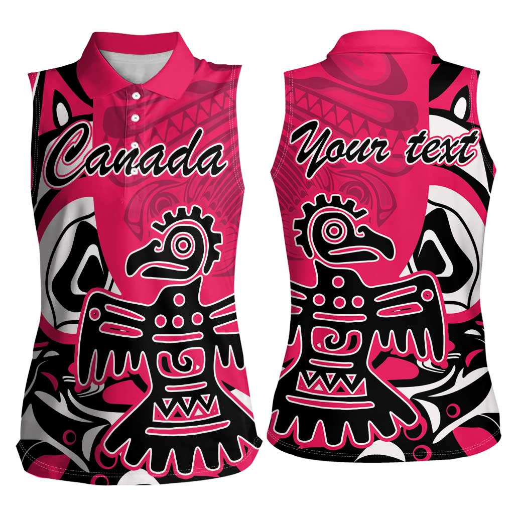 Personalized Canada Haida Eagle Women Sleeveless Polo Shirt Pink Style - Wonder Print Shop