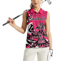 Personalized Canada Haida Eagle Women Sleeveless Polo Shirt Pink Style - Wonder Print Shop