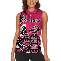Personalized Canada Haida Eagle Women Sleeveless Polo Shirt Pink Style - Wonder Print Shop