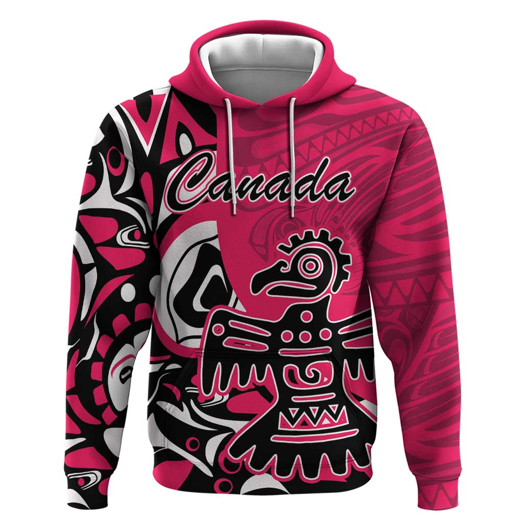 Personalized Canada Haida Eagle Zip Hoodie Pink Style - Wonder Print Shop