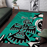 Personalized Canada Haida Eagle Area Rug Turquoise Style - Wonder Print Shop