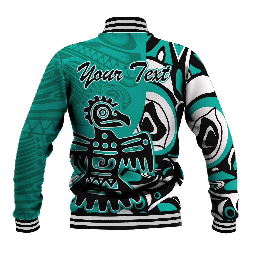 Personalized Canada Haida Eagle Baseball Jacket Turquoise Style - Wonder Print Shop