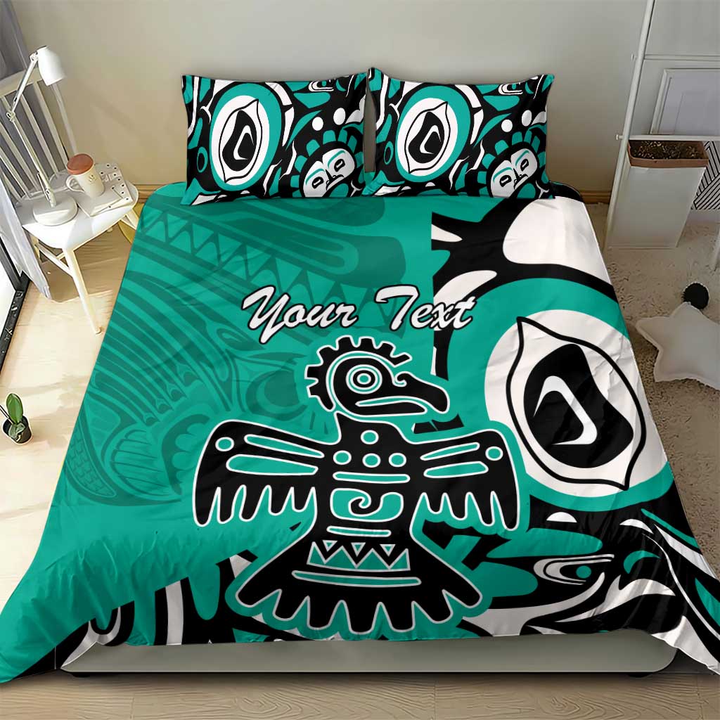 Personalized Canada Haida Eagle Bedding Set Turquoise Style - Wonder Print Shop