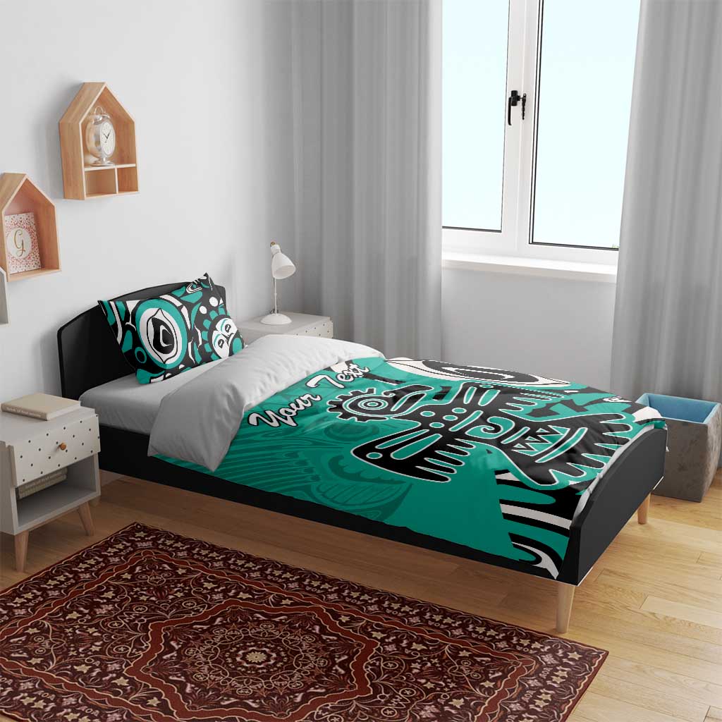 Personalized Canada Haida Eagle Bedding Set Turquoise Style - Wonder Print Shop
