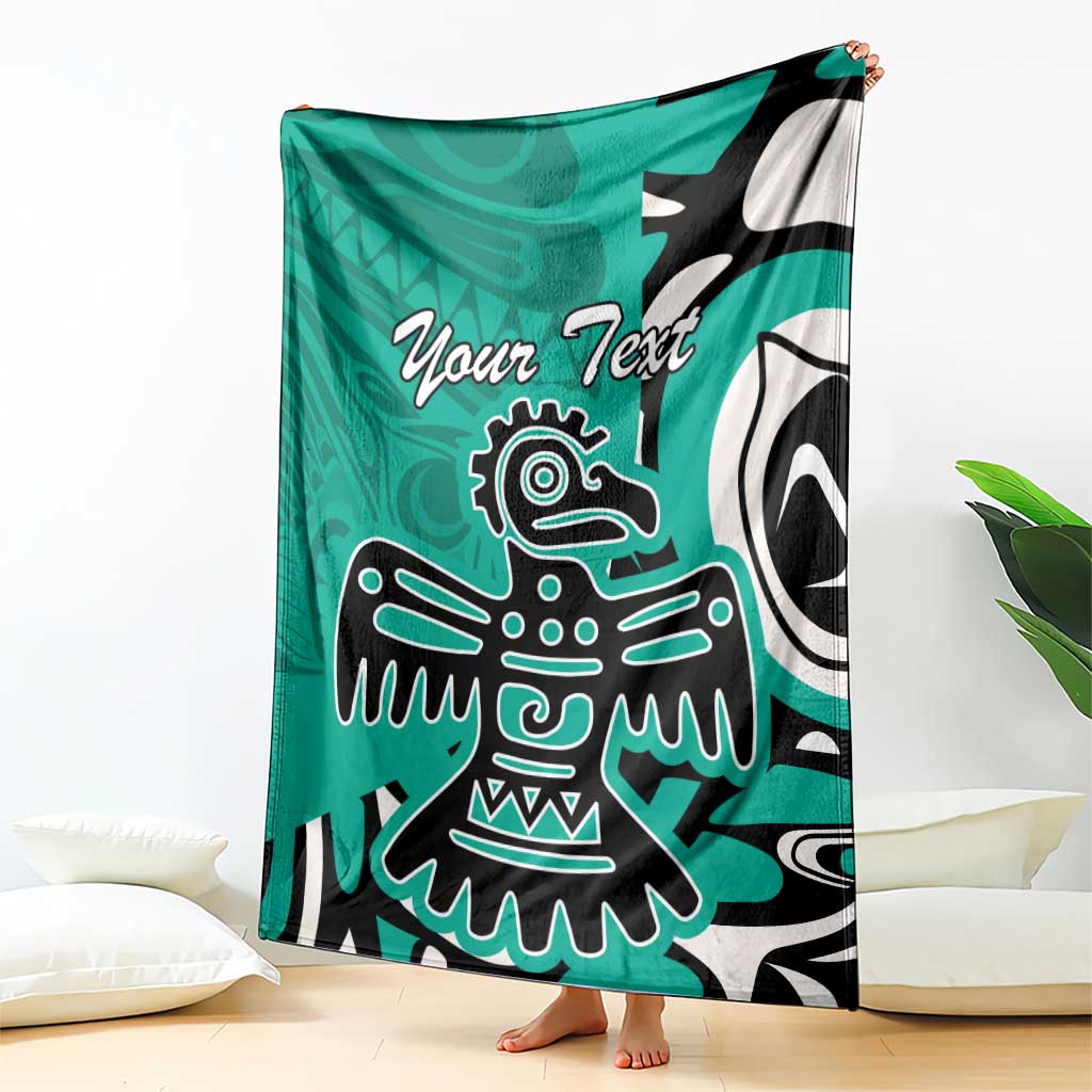 Personalized Canada Haida Eagle Blanket Turquoise Style