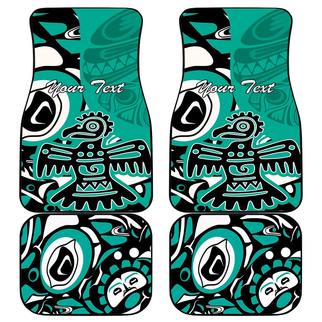 Personalized Canada Haida Eagle Car Mats Turquoise Style - Wonder Print Shop