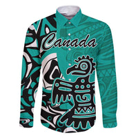 Personalized Canada Haida Eagle Family Matching Off Shoulder Maxi Dress and Hawaiian Shirt Turquoise Style - Wonder Print Shop