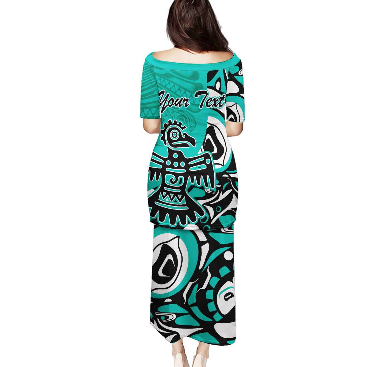 Personalized Canada Haida Eagle Family Matching Puletasi and Hawaiian Shirt Turquoise Style - Wonder Print Shop