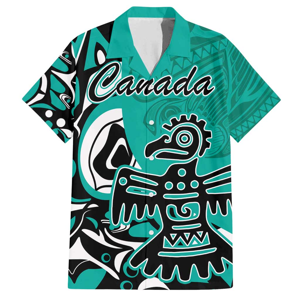 Personalized Canada Haida Eagle Family Matching Tank Maxi Dress and Hawaiian Shirt Turquoise Style - Wonder Print Shop