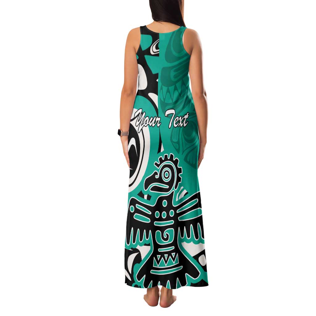 Personalized Canada Haida Eagle Family Matching Tank Maxi Dress and Hawaiian Shirt Turquoise Style - Wonder Print Shop