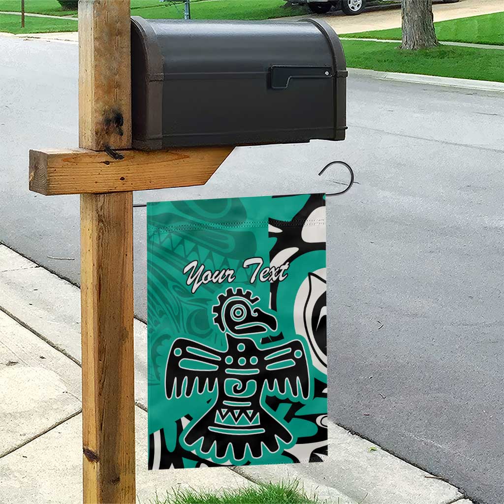 Personalized Canada Haida Eagle Garden Flag Turquoise Style - Wonder Print Shop