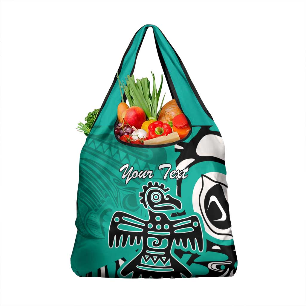 Personalized Canada Haida Eagle Grocery Bag Turquoise Style