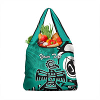 Personalized Canada Haida Eagle Grocery Bag Turquoise Style