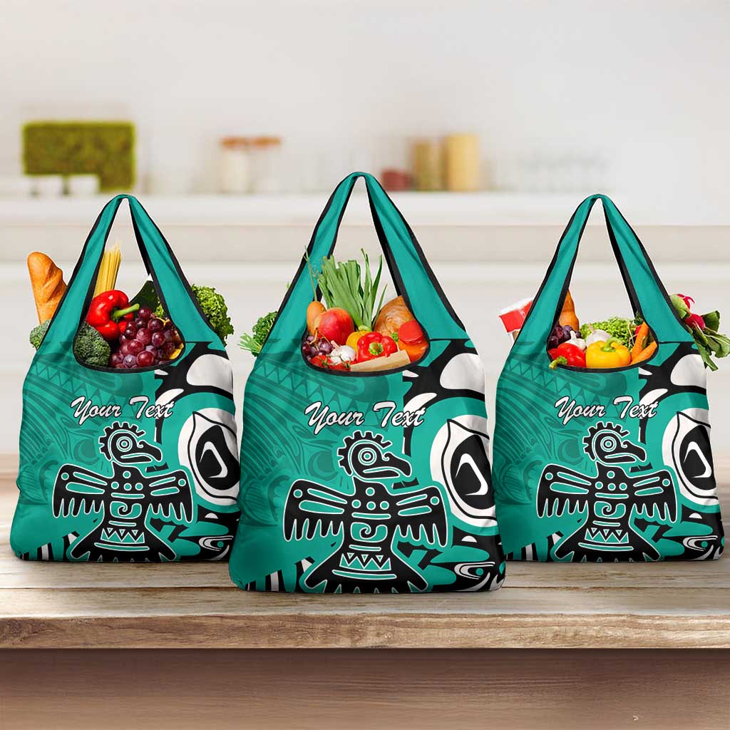 Personalized Canada Haida Eagle Grocery Bag Turquoise Style