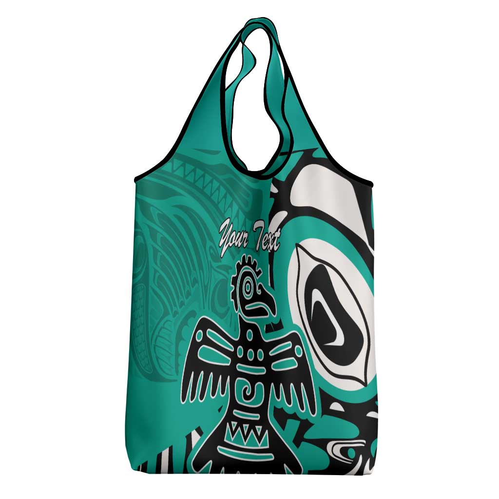 Personalized Canada Haida Eagle Grocery Bag Turquoise Style
