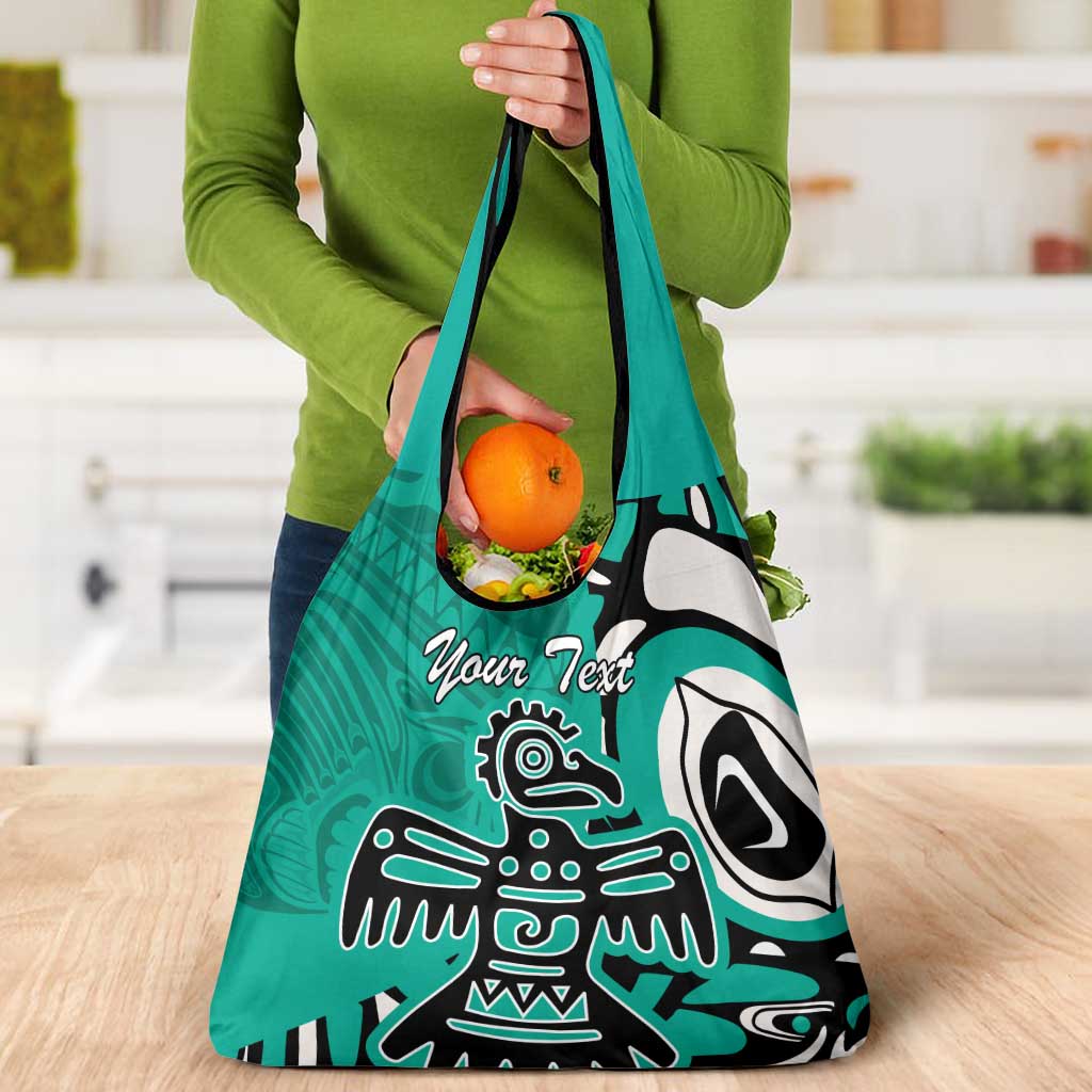 Personalized Canada Haida Eagle Grocery Bag Turquoise Style