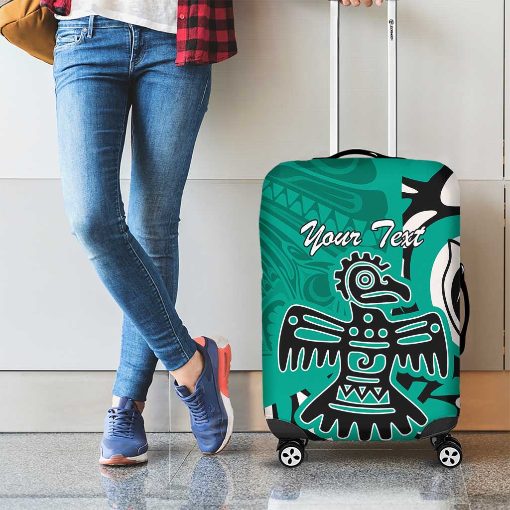 Personalized Canada Haida Eagle Luggage Cover Turquoise Style - Wonder Print Shop