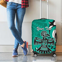 Personalized Canada Haida Eagle Luggage Cover Turquoise Style - Wonder Print Shop