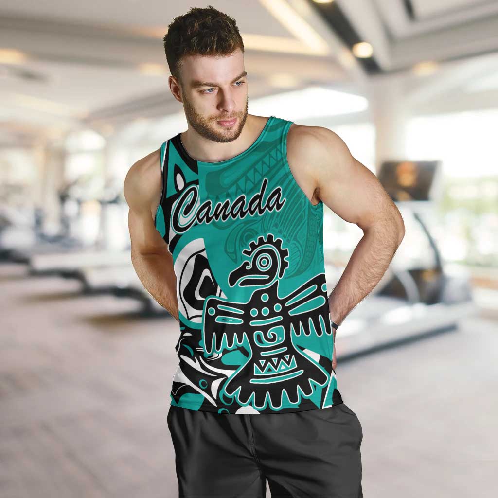 Personalized Canada Haida Eagle Men Tank Top Turquoise Style - Wonder Print Shop