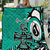 Personalized Canada Haida Eagle Quilt Turquoise Style - Wonder Print Shop