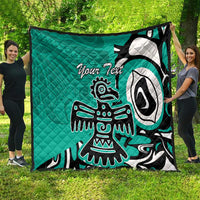Personalized Canada Haida Eagle Quilt Turquoise Style - Wonder Print Shop