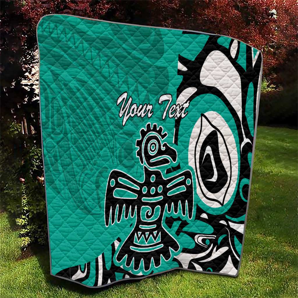 Personalized Canada Haida Eagle Quilt Turquoise Style - Wonder Print Shop