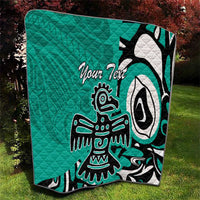 Personalized Canada Haida Eagle Quilt Turquoise Style - Wonder Print Shop