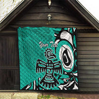 Personalized Canada Haida Eagle Quilt Turquoise Style - Wonder Print Shop