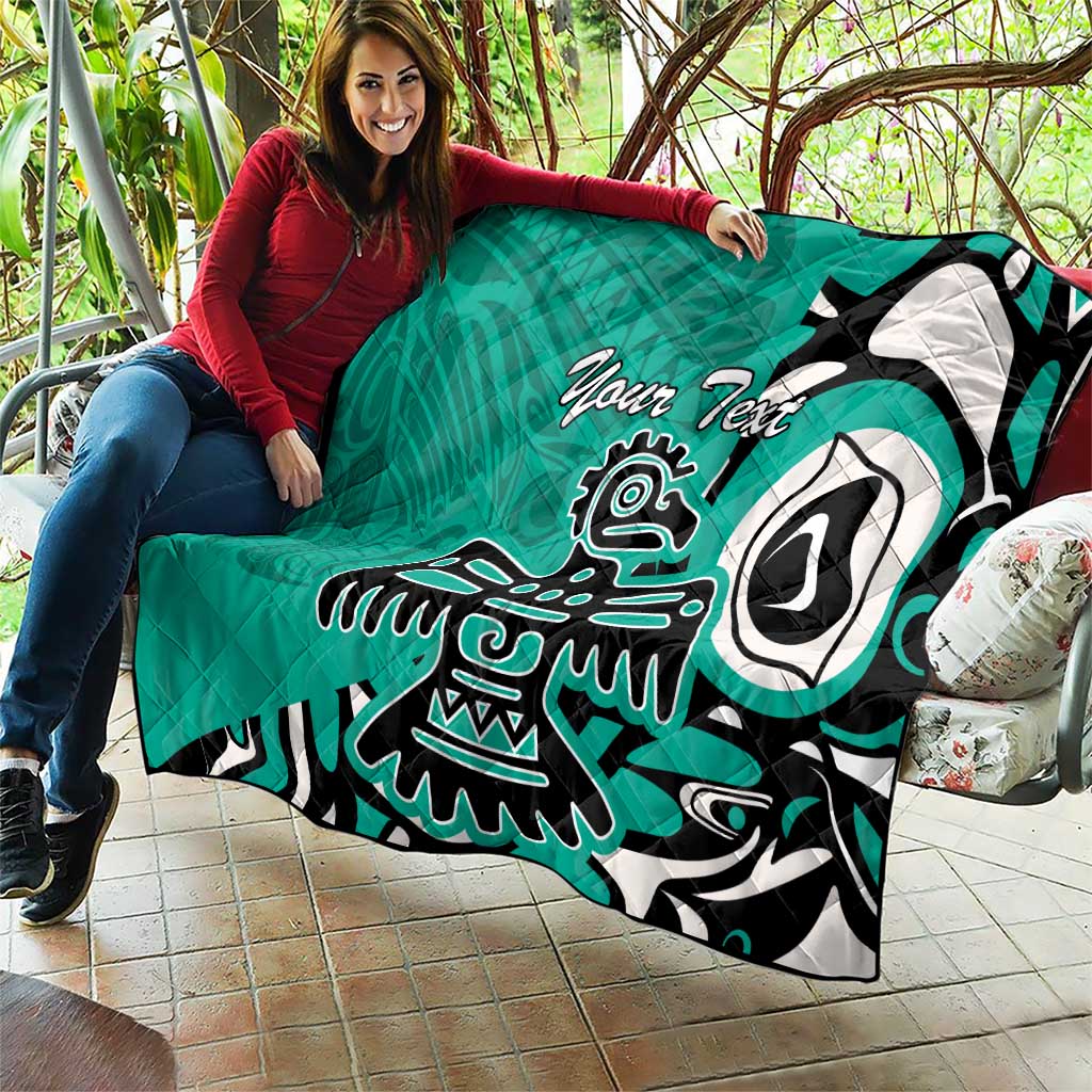 Personalized Canada Haida Eagle Quilt Turquoise Style - Wonder Print Shop