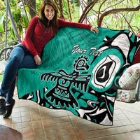 Personalized Canada Haida Eagle Quilt Turquoise Style - Wonder Print Shop