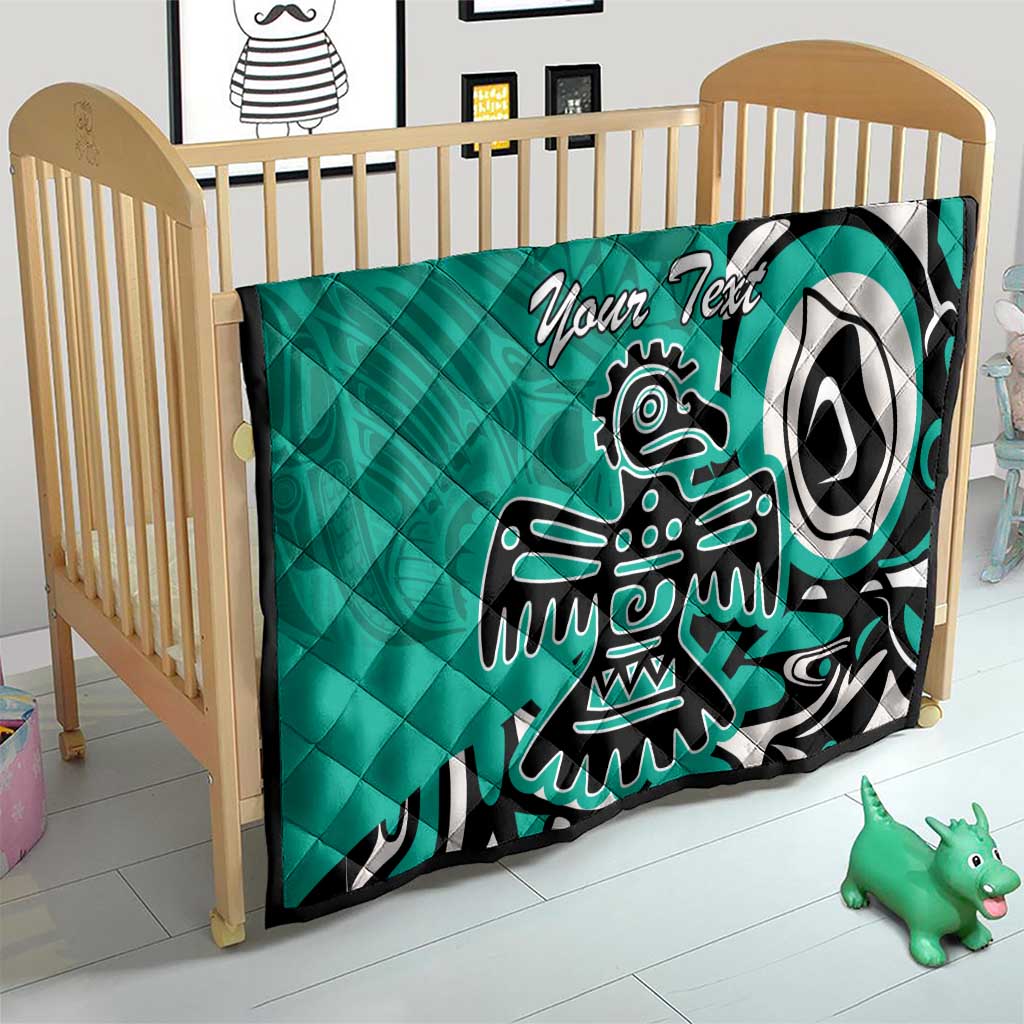 Personalized Canada Haida Eagle Quilt Turquoise Style - Wonder Print Shop