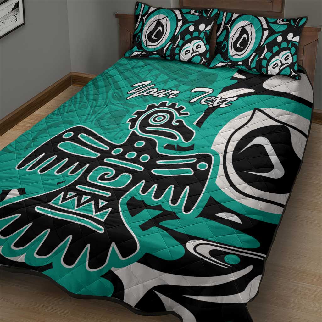 Personalized Canada Haida Eagle Quilt Bed Set Turquoise Style - Wonder Print Shop