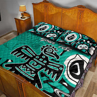 Personalized Canada Haida Eagle Quilt Bed Set Turquoise Style - Wonder Print Shop