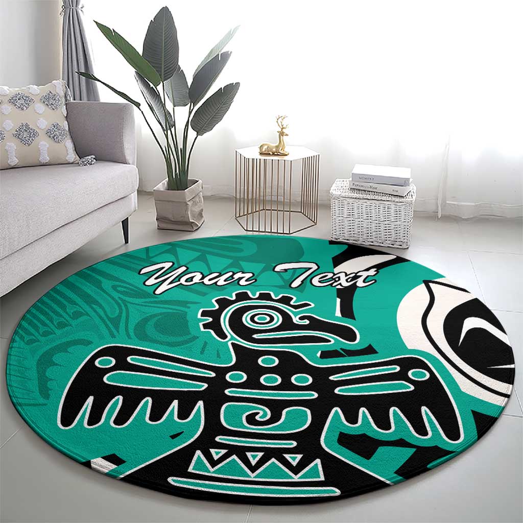 Personalized Canada Haida Eagle Round Carpet Turquoise Style