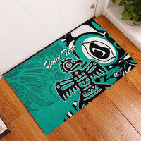 Personalized Canada Haida Eagle Rubber Doormat Turquoise Style - Wonder Print Shop