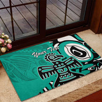 Personalized Canada Haida Eagle Rubber Doormat Turquoise Style - Wonder Print Shop