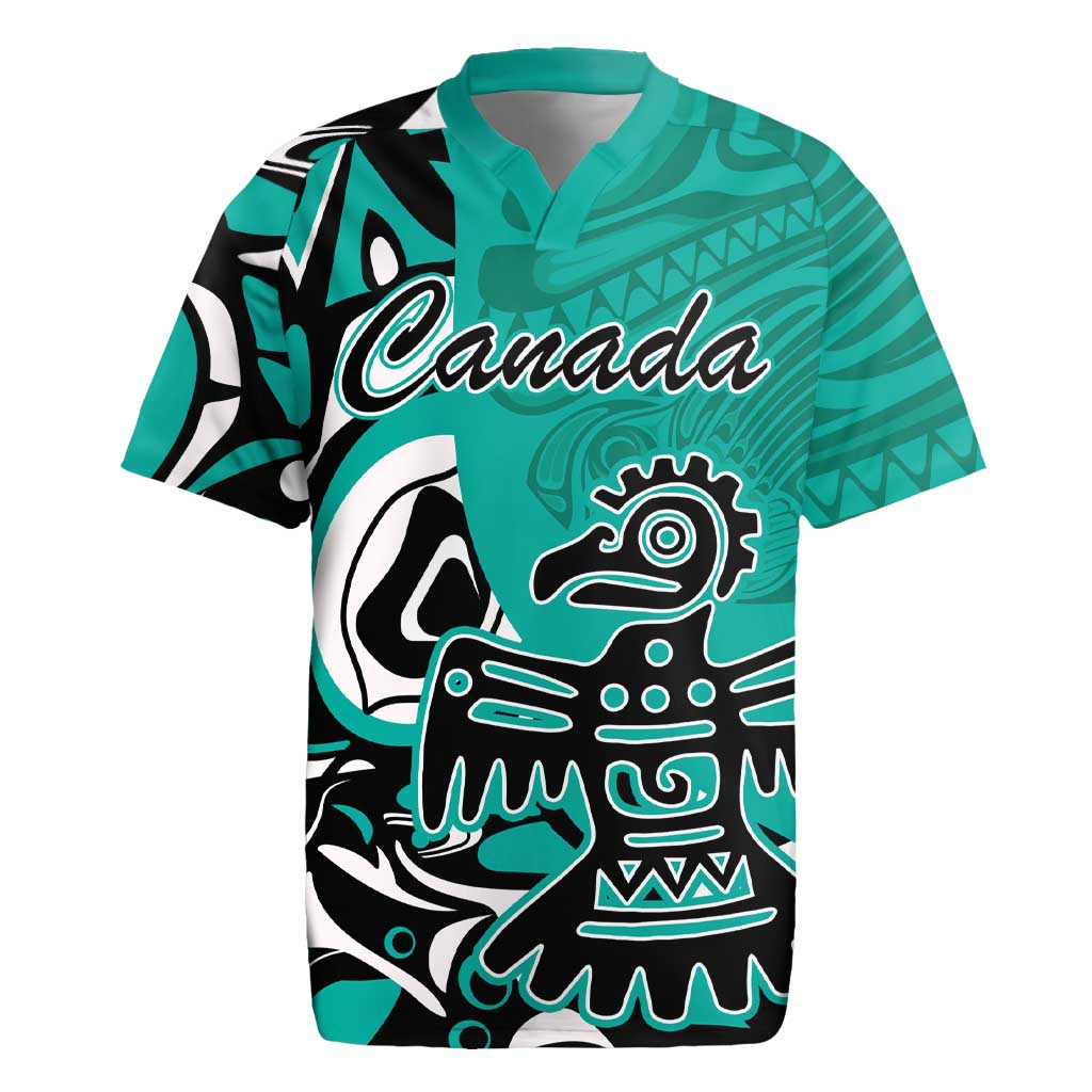 Personalized Canada Haida Eagle Rugby Jersey Turquoise Style - Wonder Print Shop