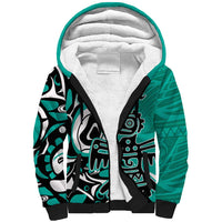 Personalized Canada Haida Eagle Sherpa Hoodie Turquoise Style - Wonder Print Shop