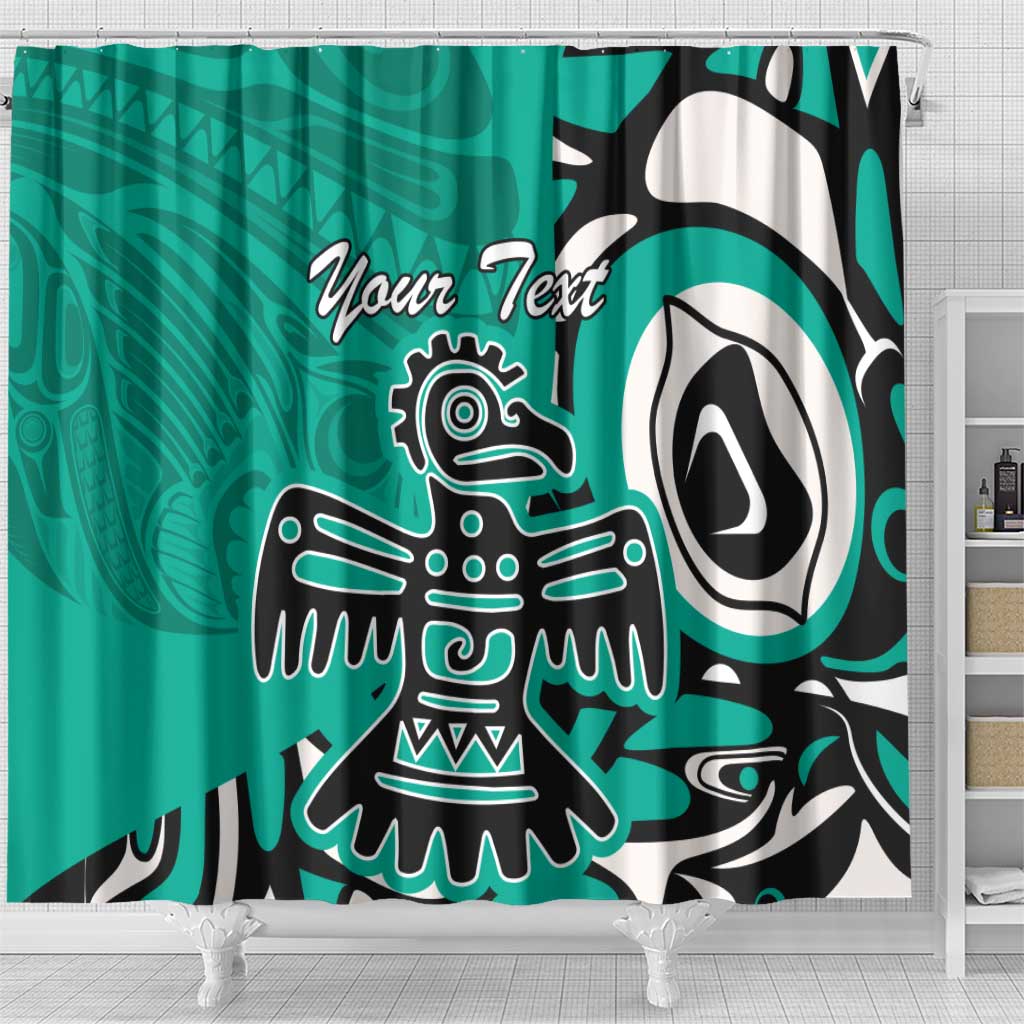 Personalized Canada Haida Eagle Shower Curtain Turquoise Style