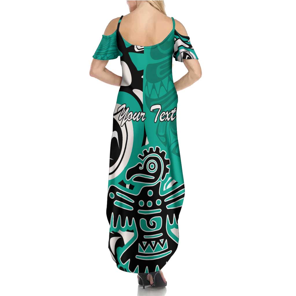 Personalized Canada Haida Eagle Summer Maxi Dress Turquoise Style - Wonder Print Shop