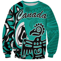 Personalized Canada Haida Eagle Sweatshirt Turquoise Style - Wonder Print Shop