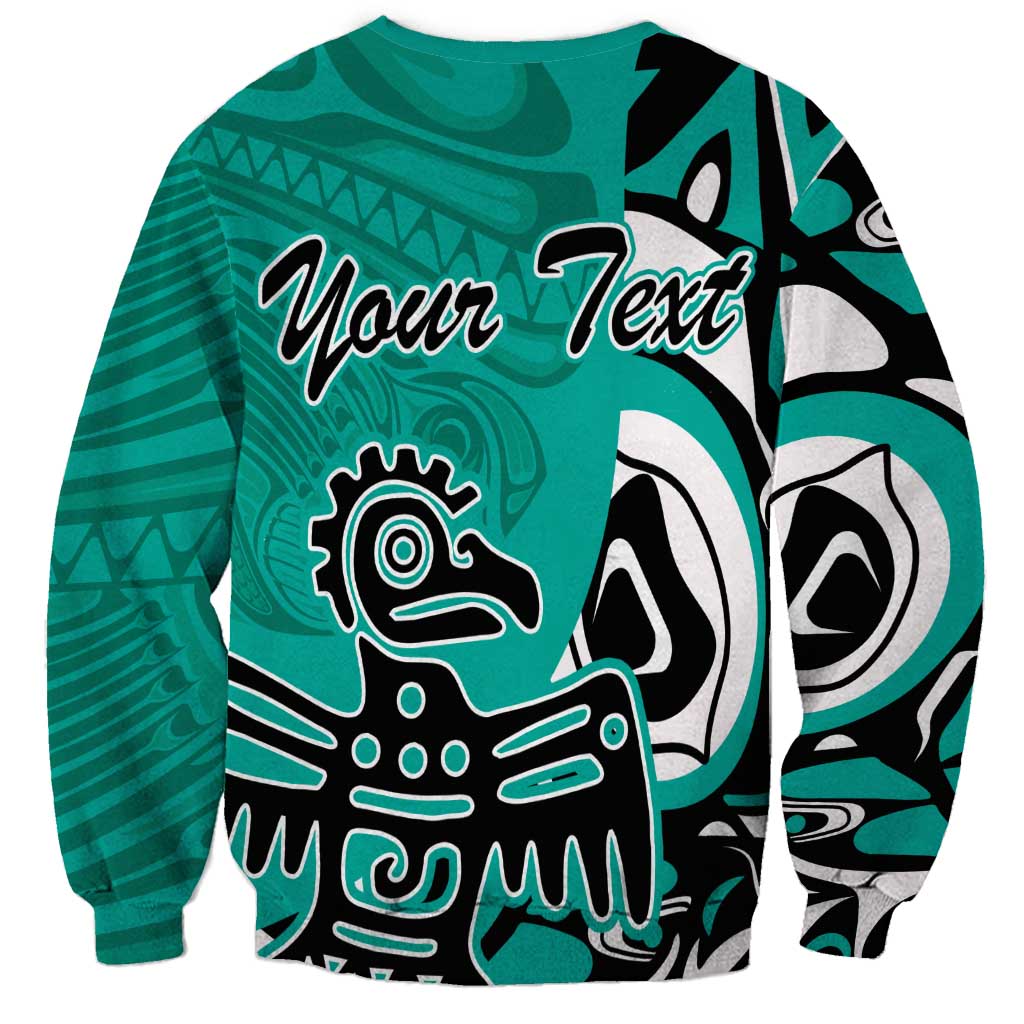 Personalized Canada Haida Eagle Sweatshirt Turquoise Style - Wonder Print Shop